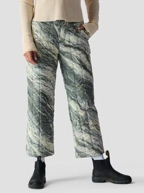 Backcountry Ankle Marble-Print Puffy Wide Leg Pants - Green/Gray